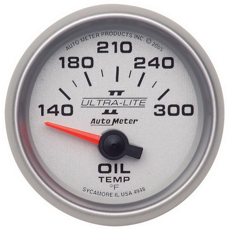 AutoMeter, Autometer Ultra-Lite II 52mm 140-300 Deg F Electric Oil Temperature Gauge Universal | 4948