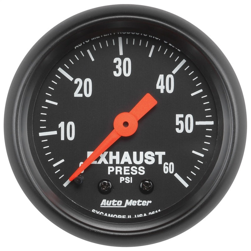 AutoMeter, Autometer Z Series 52mm 0-60 PSI Mechanical Exhaust Gas Pressure Gauge Universal | 2611